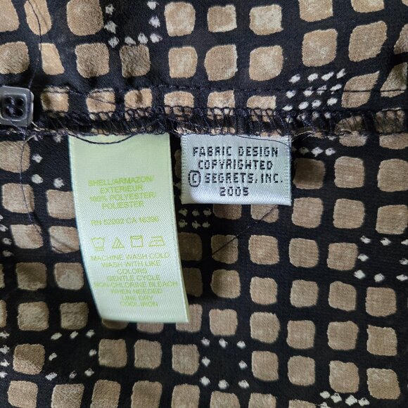 SIGRID OLSEN Dressy Sheer Black & Taupe Long Sleeve Top 18W - Picture 4 of 5